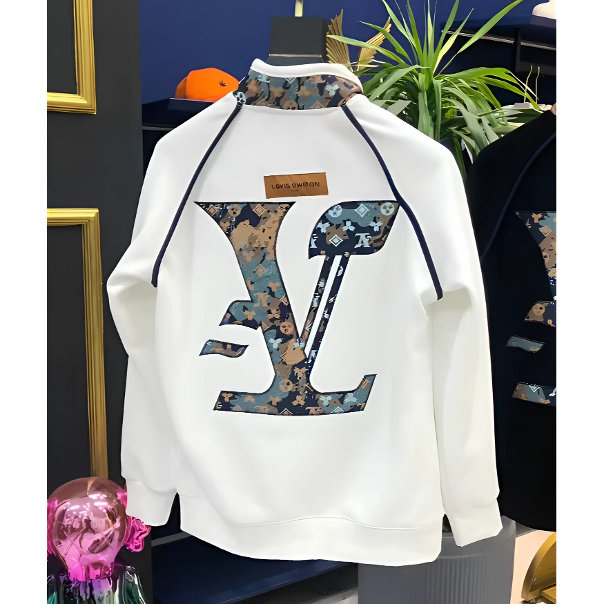 F352男士秋冬季加绒立领套头贴布绣轻奢重工韩版百搭休闲时尚网红