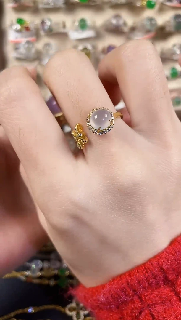 银S925镶嵌戒指翡翠 天然A货翡翠100