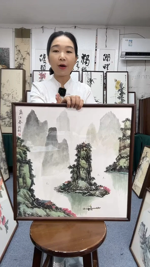 国画52*52实木画框京东包邮手绘