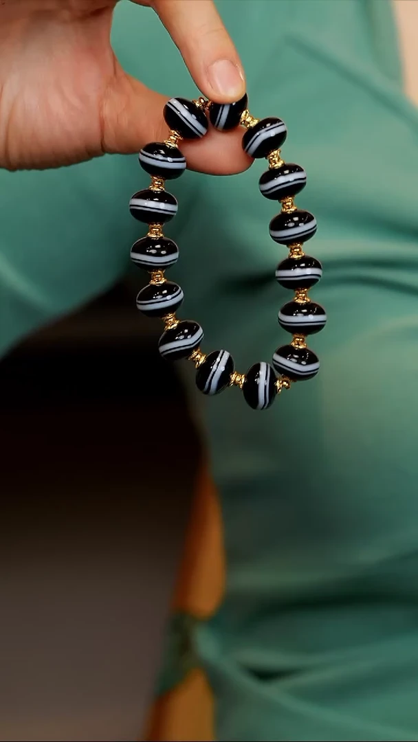 【闪购商品】玛瑙/玉髓手串银S925镀金镶嵌药师