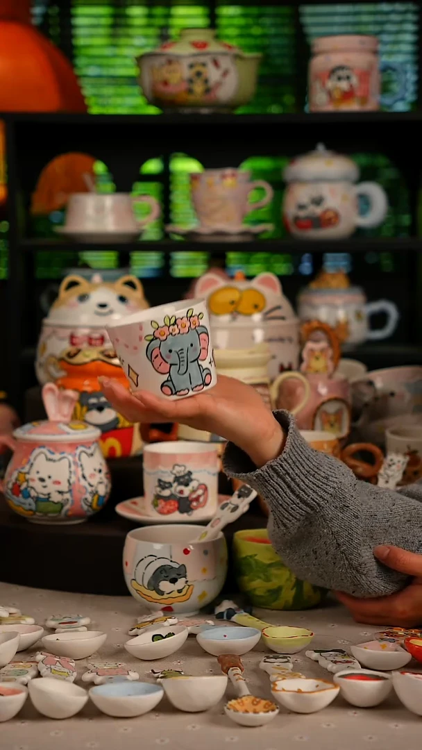 陶瓷无盖款景德镇高温釉下彩纯手绘创意瓷