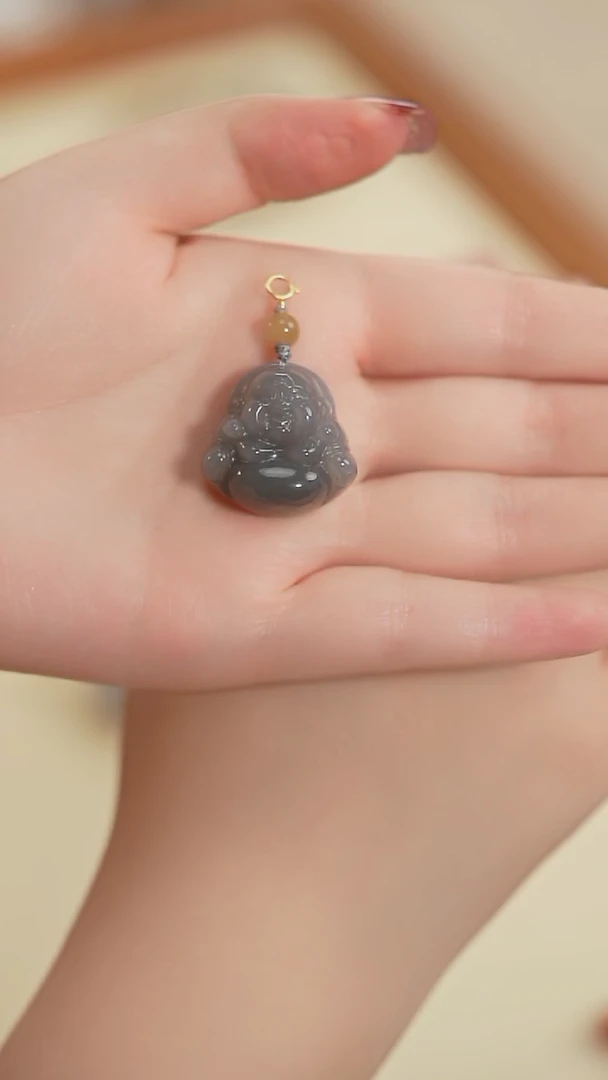 【闪购商品】和田玉扣头未镶嵌烟紫和田 佛公 扣头（多样性发货）