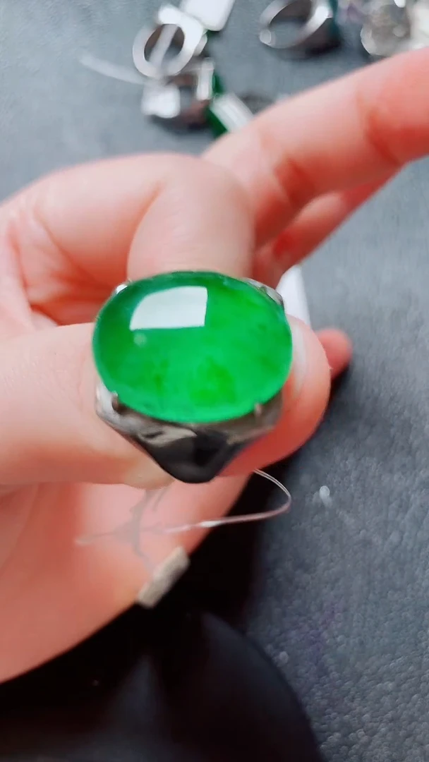 银S925镶嵌戒指翡翠翡翠