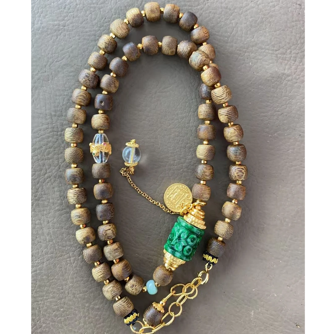 沉香hl026m068/奇楠双圈手串(多样性发其一)沉香带宝