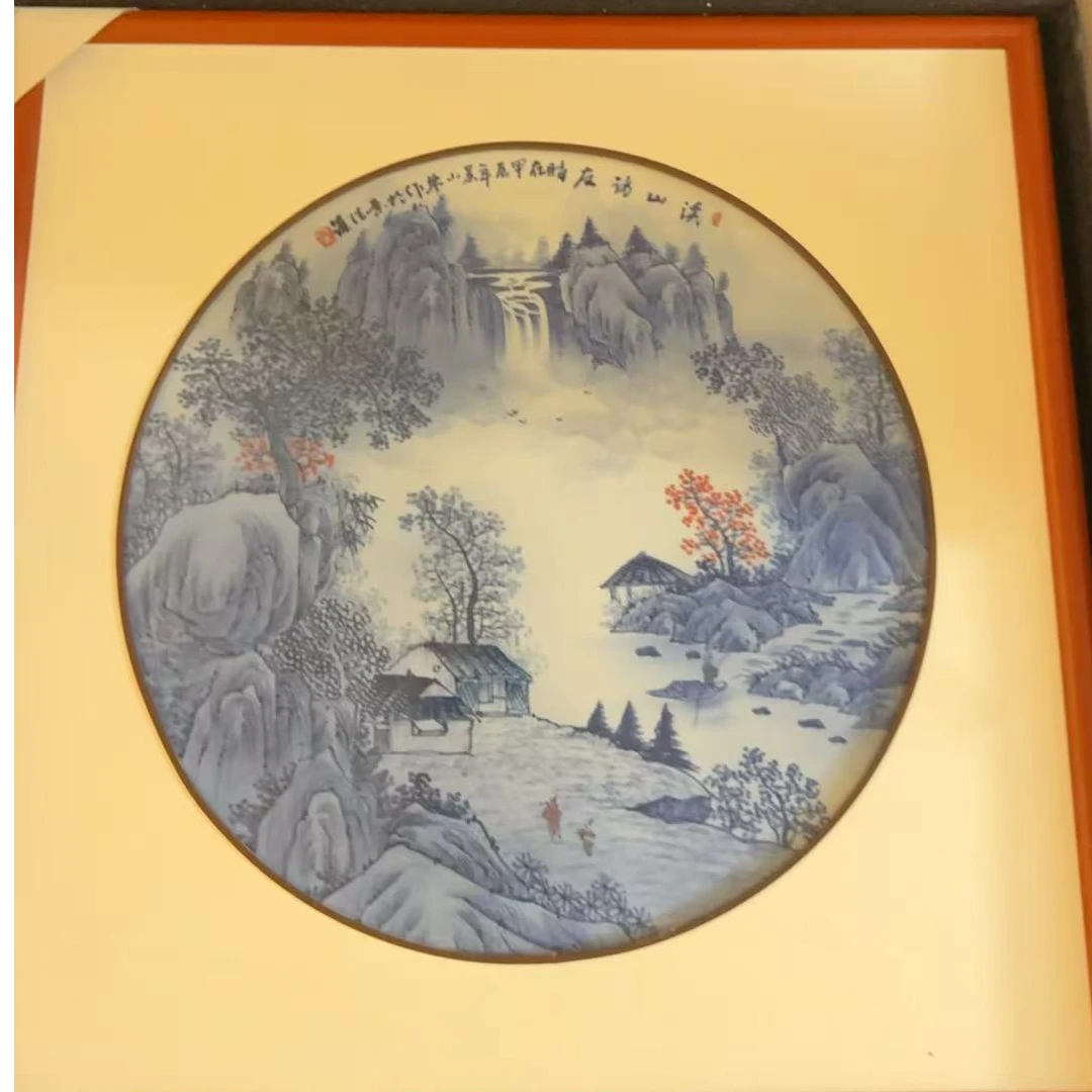 瓷立方-青花大王吴小琴溪山访友瓷板画