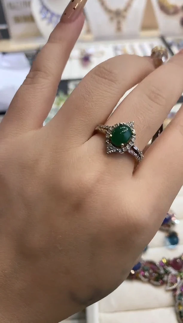 银S925镶嵌戒指定制祖母绿楚楚珠宝中古甄选不退换