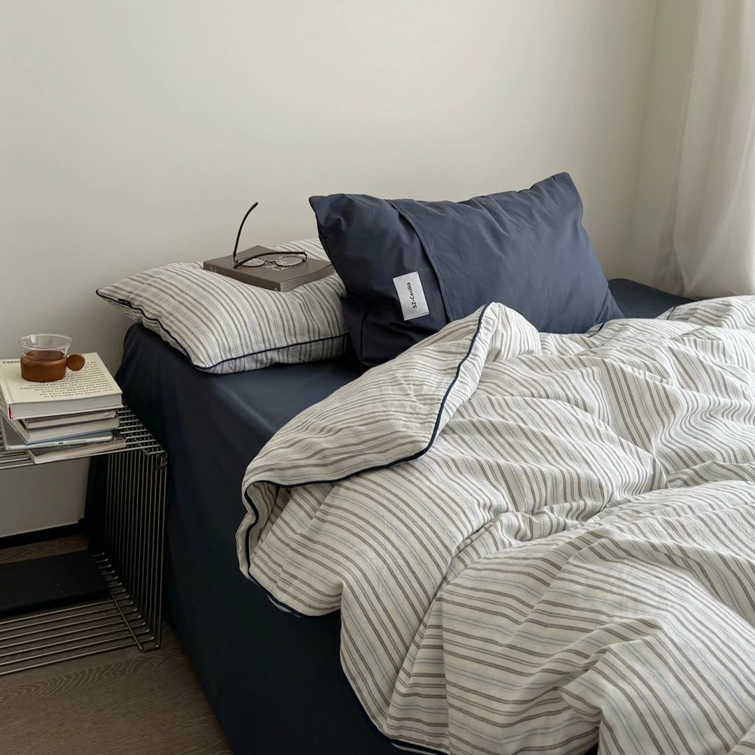 洛洛山河越洗越软~全棉色织水洗棉床上四件套2025新款纯棉床单