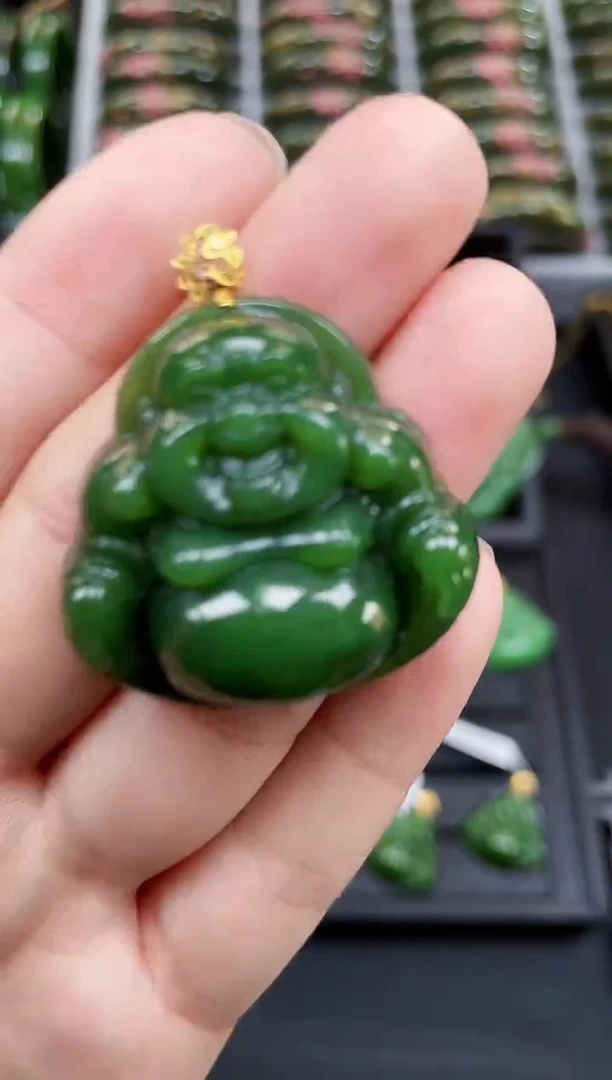 【闪购商品】和田玉吊坠18K金镶嵌35MM 多样性发一