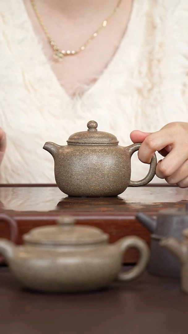茶壶紫砂全砂青降坡匏尊-200