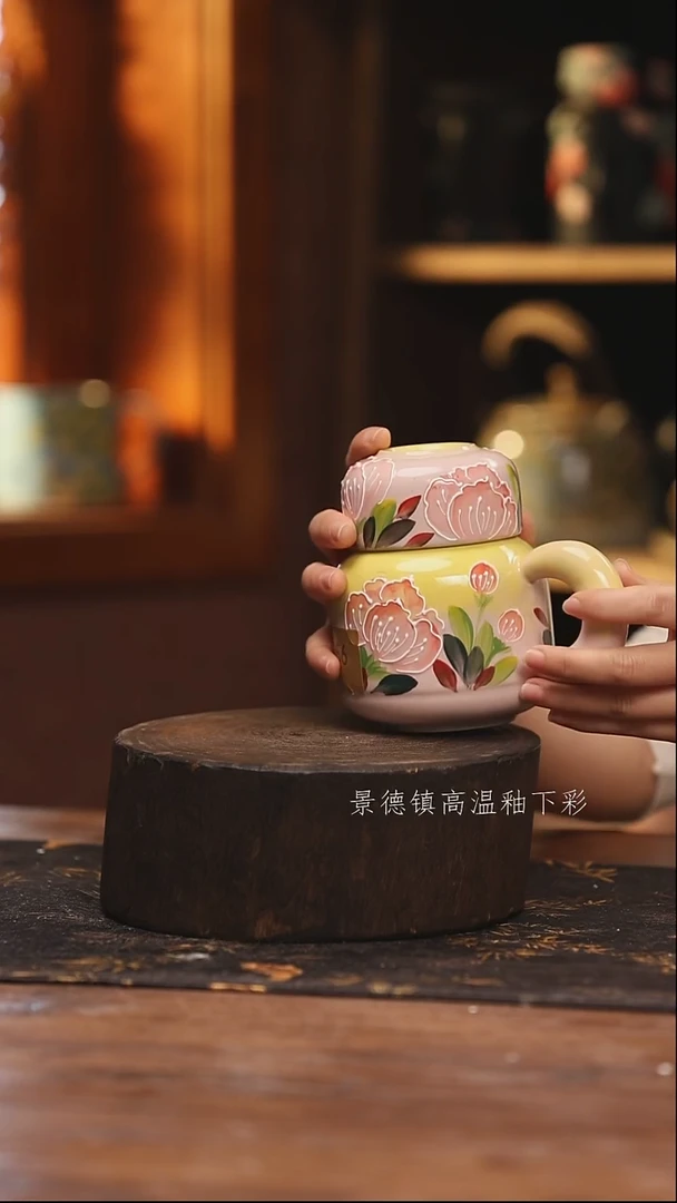 陶瓷景德镇高温釉下手绘陶瓷@L156@