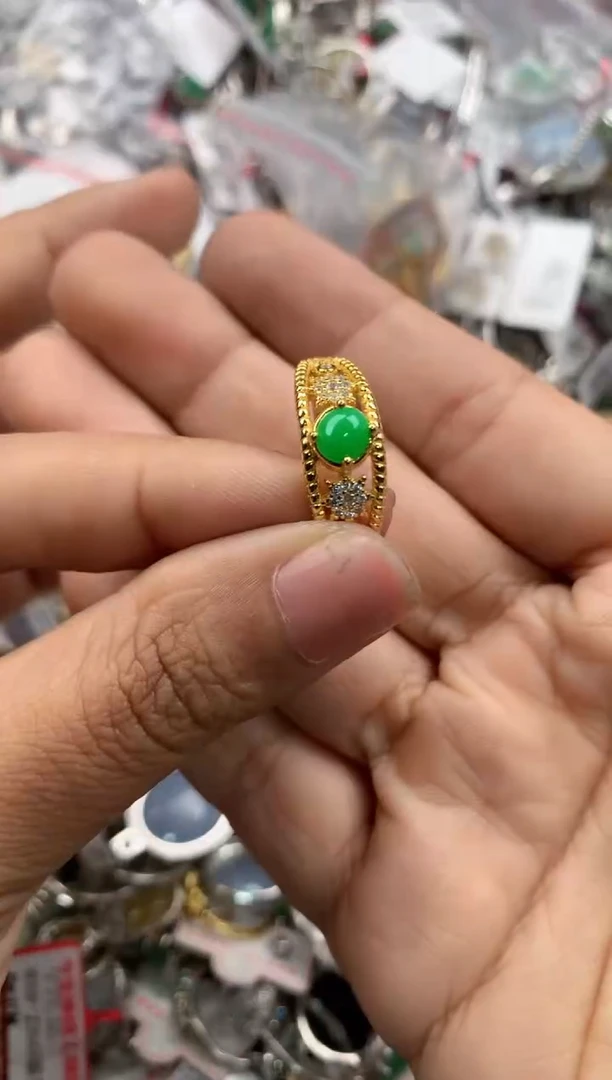 银S925镶嵌戒指翡翠7777-----1