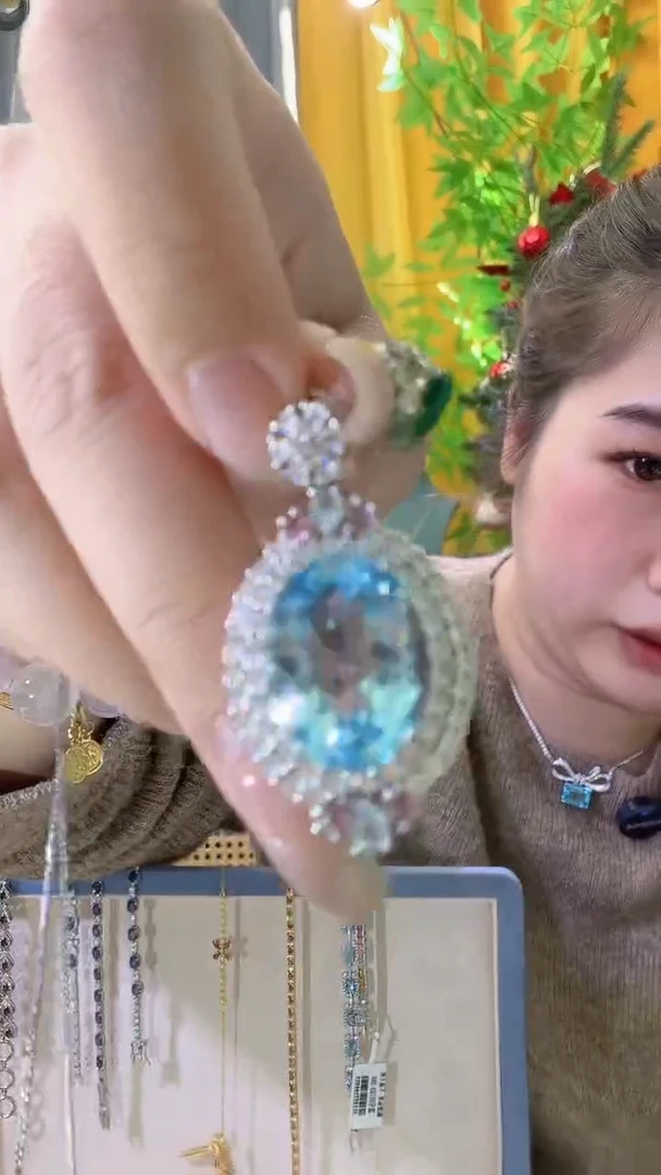 颈饰银S925镶嵌托帕石托帕石吊坠