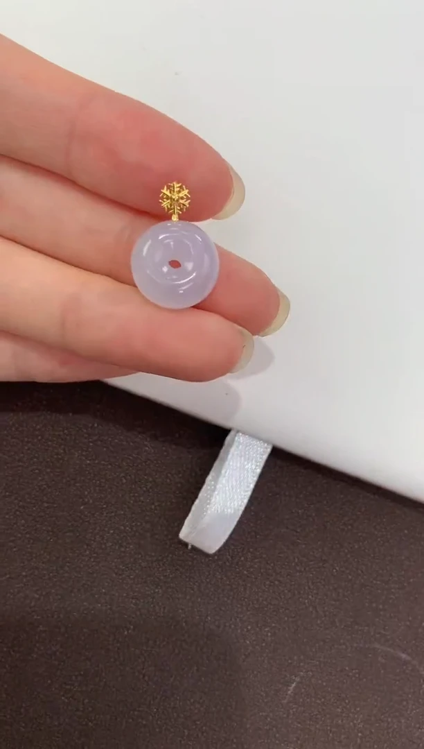 翡翠18K金镶嵌吊坠(赠链)天然缅甸a货翡翠