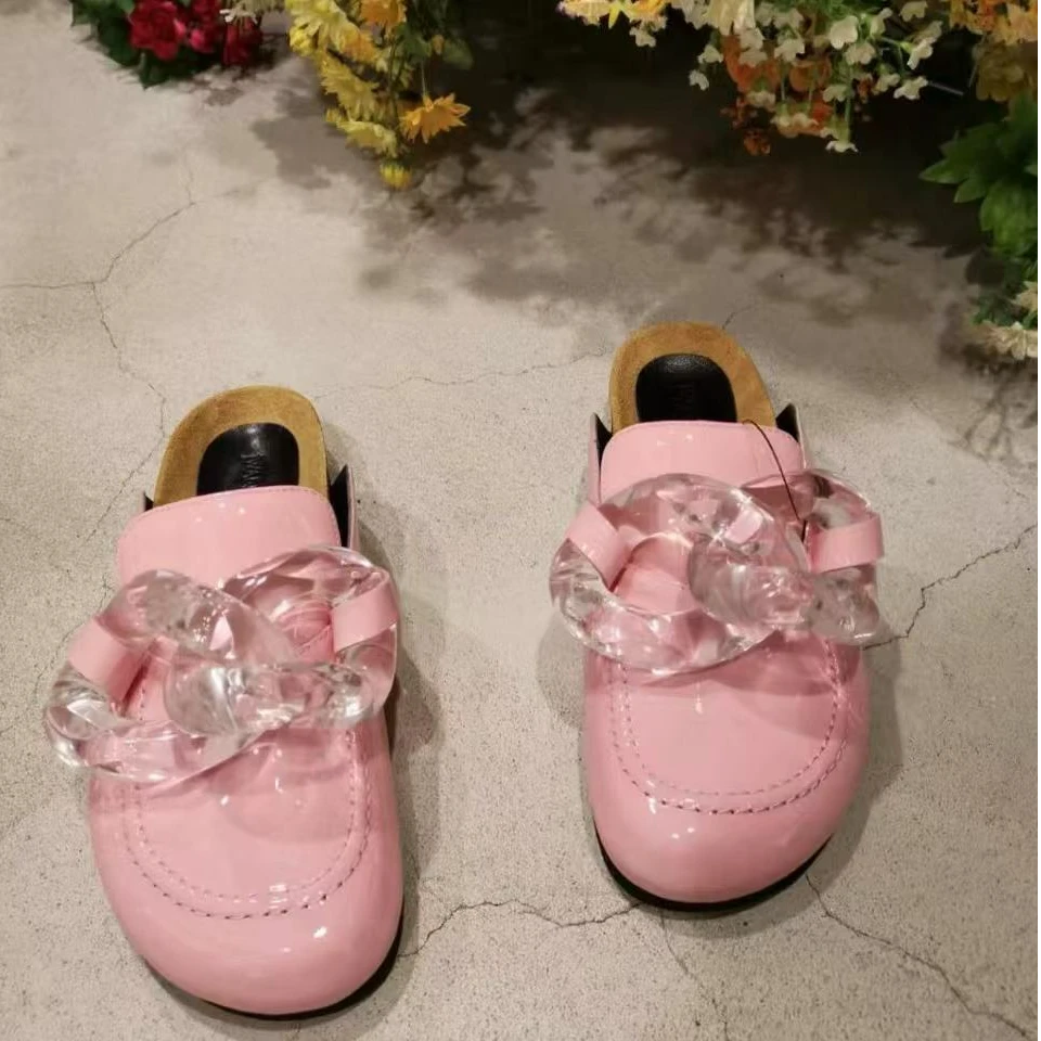 全新未使用  JW粉色包头链条拖鞋 不支持七天