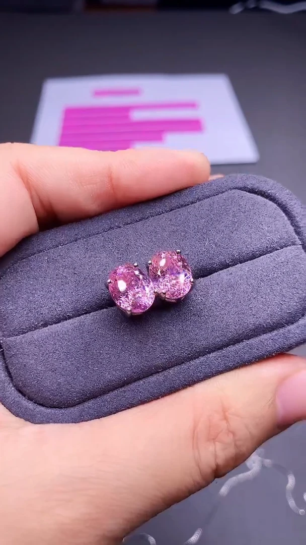 银S925镶嵌耳饰碧玺...