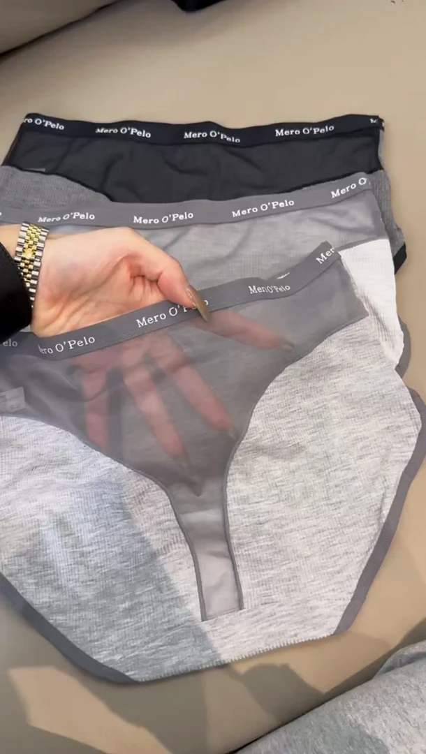 2025春夏新款运动撞色字母边舒适透气拼接网纱微透性感三角短裤女