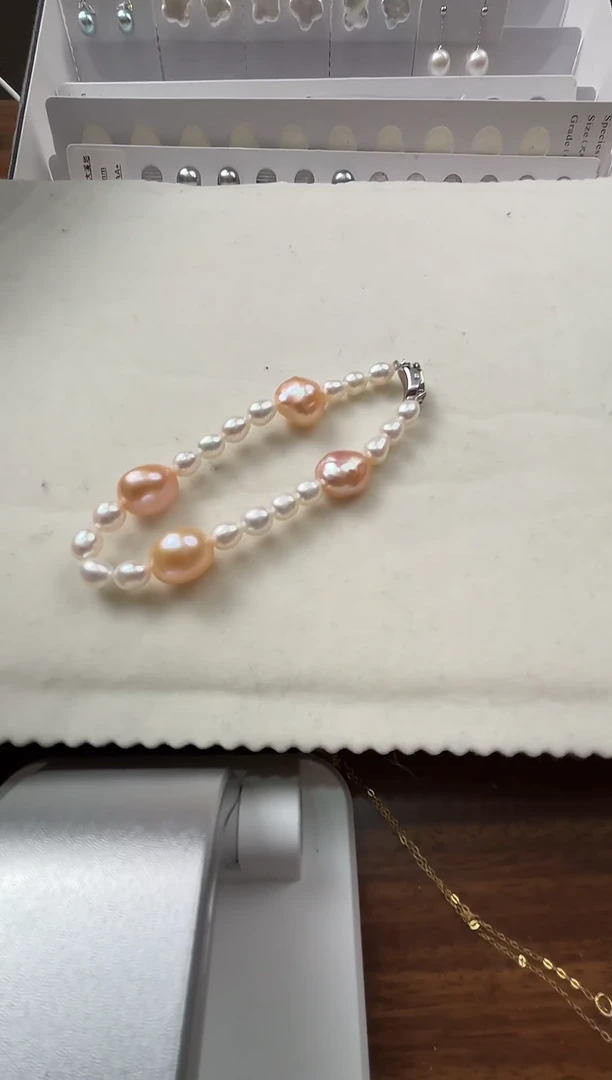 银S925镶嵌手链淡水珍珠淡水珍珠设计款手链