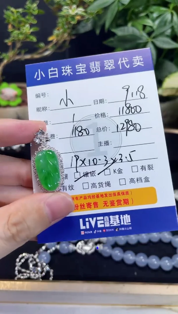 18K金镶嵌翡翠耳饰小****宝吊坠