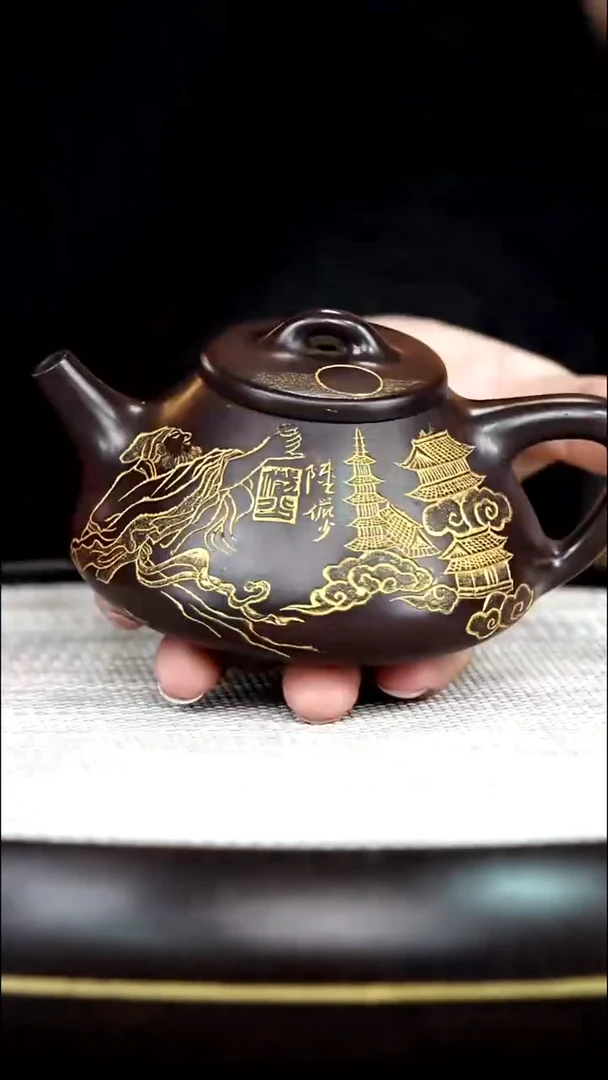 茶壶紫砂丁雪英紫砂作品15 子冶石瓢 紫泥 230cc