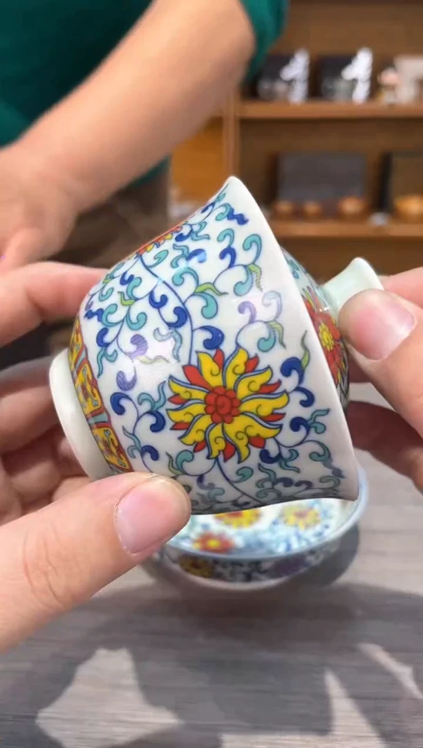 【闪购商品】斗彩盖碗茶具茶具