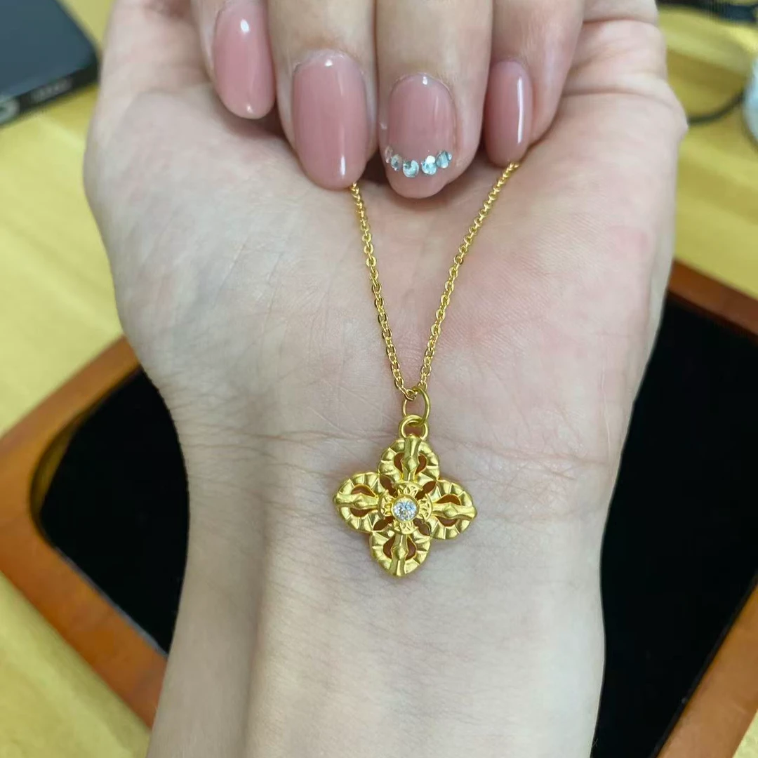 菱形金刚杵吊坠足金999（赠链为合金材质）