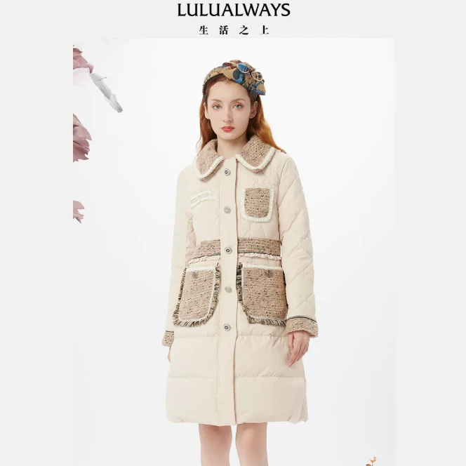 LULUALWAYS冬季简约A字中长羽绒服LMD8016