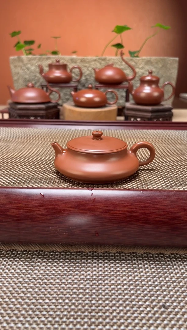 茶壶紫砂超薄胎扁明炉 原矿朱泥 纯手制