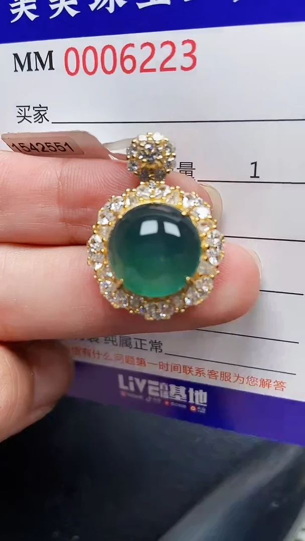 颈饰银S925镶嵌翡翠6223
