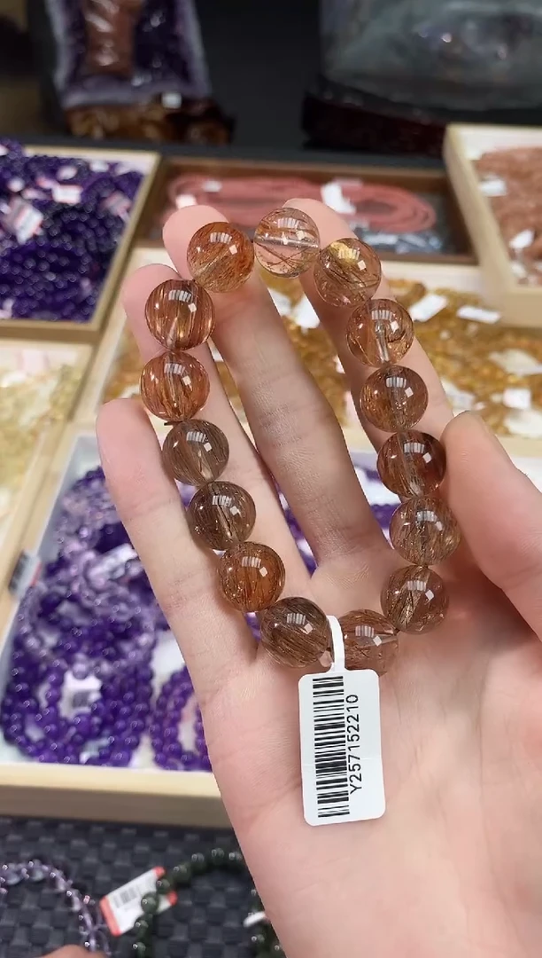 发晶手链未镶嵌黑金超卡14mm+