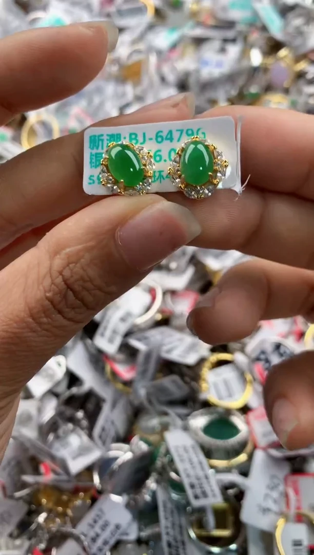 银S925镶嵌戒指翡翠777---7