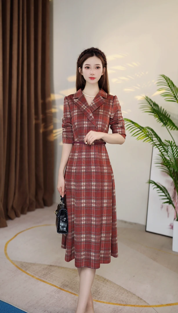 高端秋季连衣裙2025新款显瘦收腰高档裙子中长款女裙