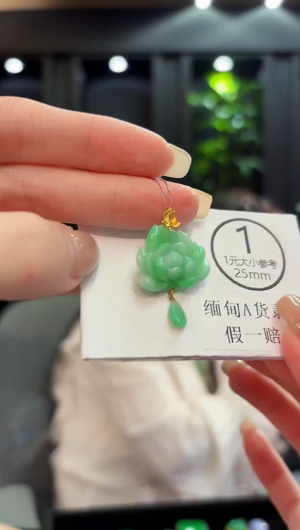 颈饰18K金镶嵌翡翠 缅料A货/支持复检/一件