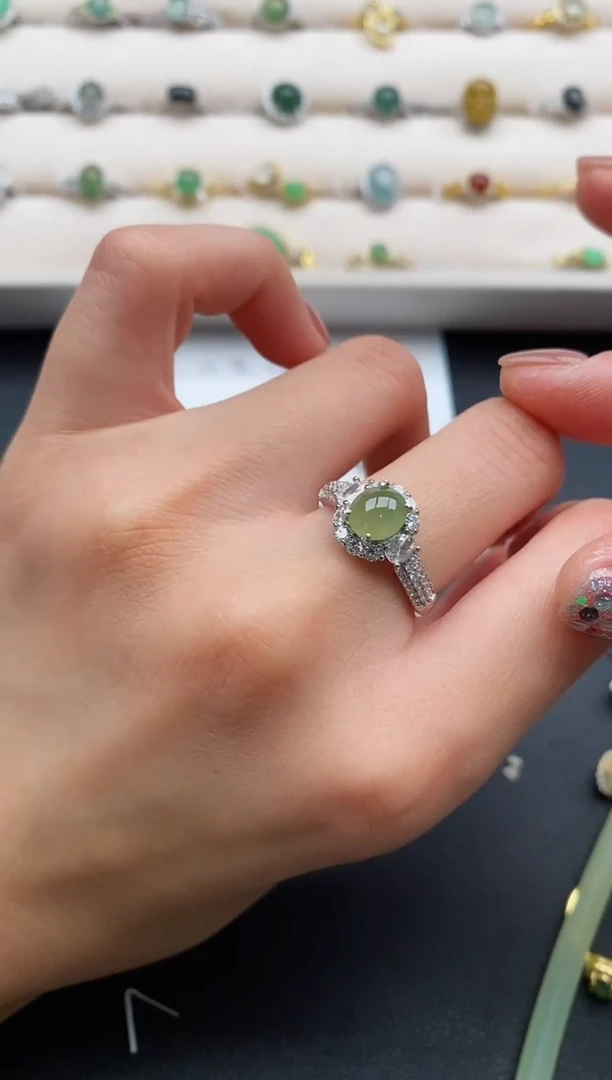 银S925镶嵌戒指翡翠22222222+9