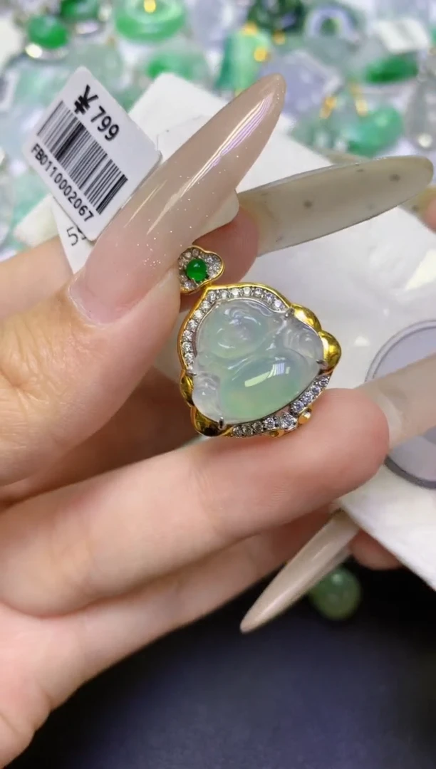 颈饰未镶嵌翡翠天然缅甸翡翠A货百元以上9元证书费自理