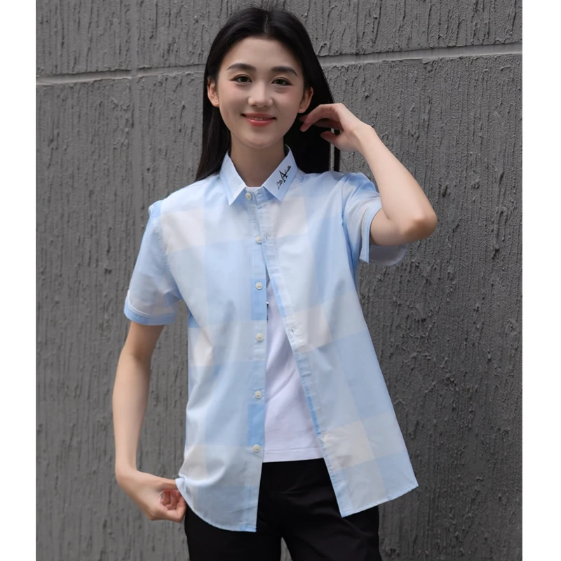 2025新款夏季男士格子短袖衬衫潮流修身帅气休闲百搭半袖衬衣男装