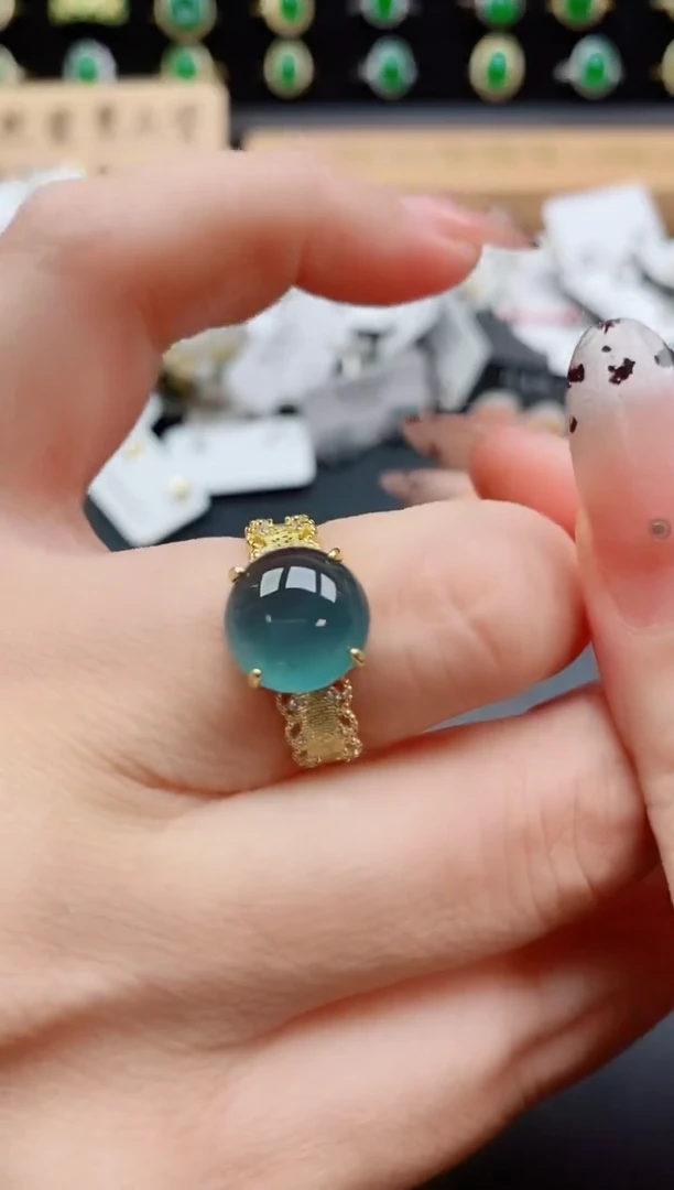 银S925镶嵌戒指翡翠1