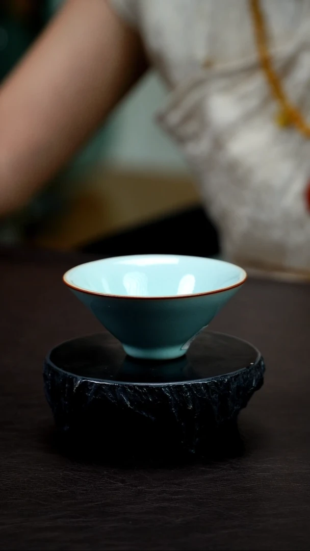 珑匠天青斗笠杯一级品放漏