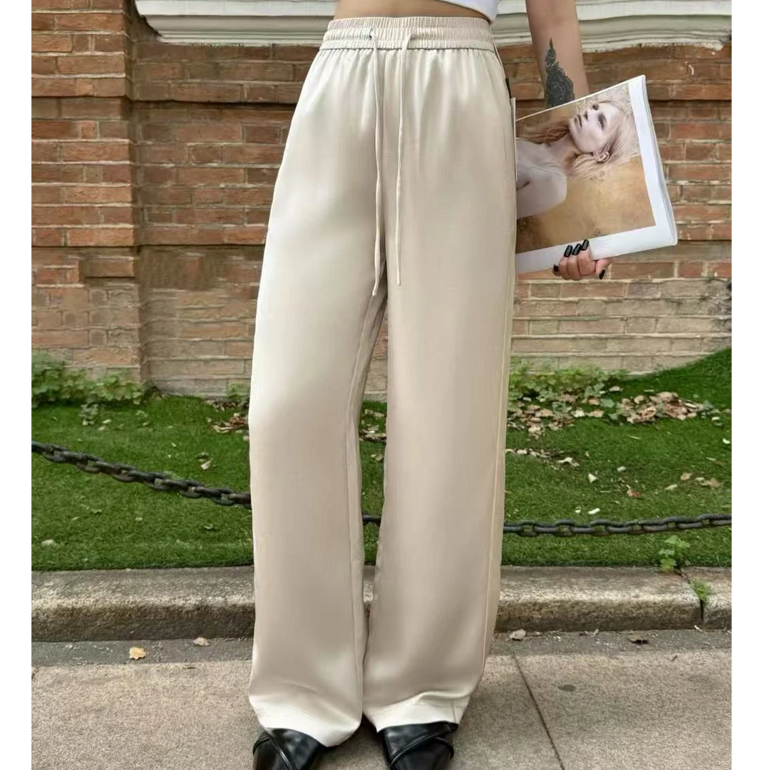 【锦衣服饰】QYMZ 818松紧腰醋酸抽绳阔腿裤