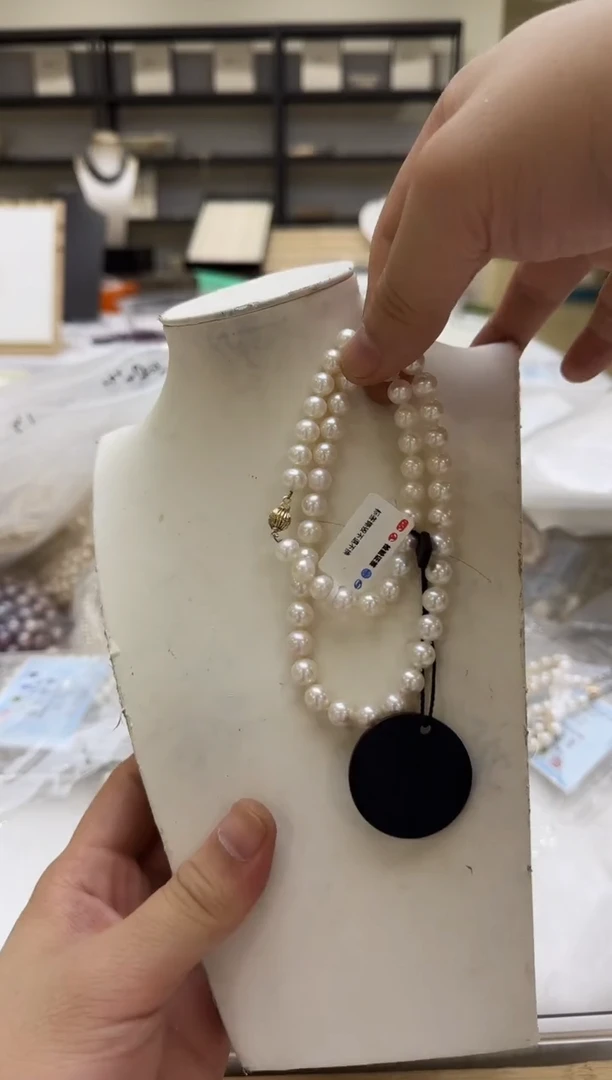 淡水珍珠14K金镶嵌项链8-9mm 万金油