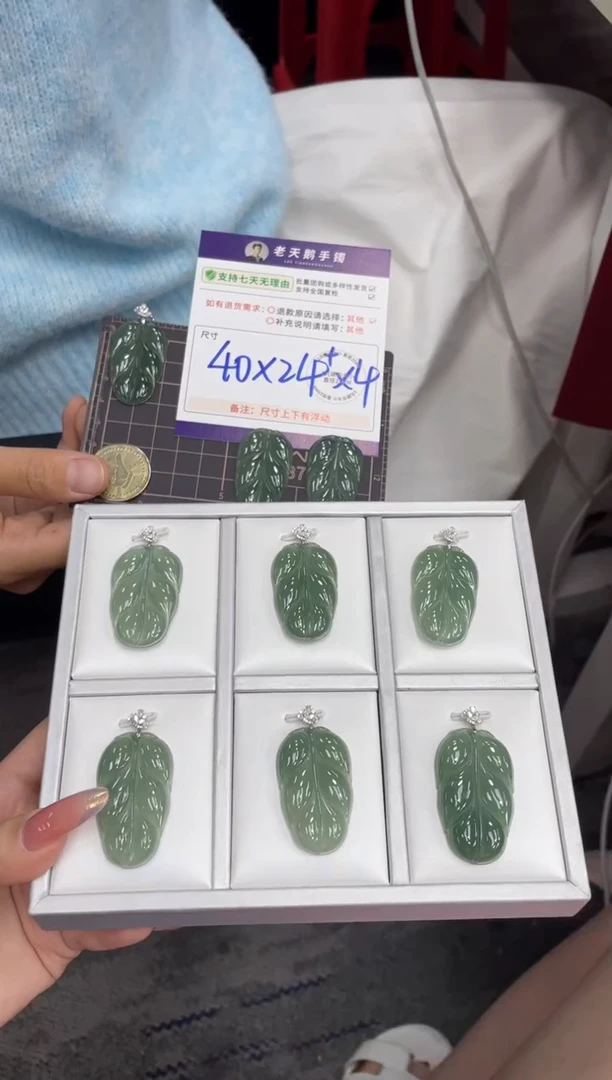 18K金镶嵌挂件翡翠叶子FL10/多样性发其一CP配绳