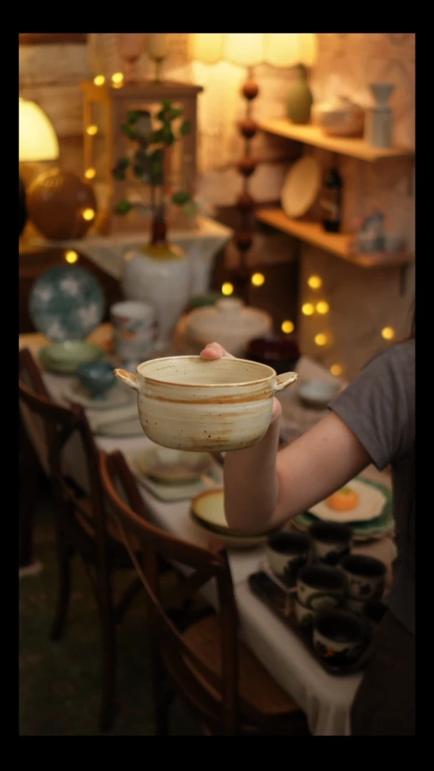 瓷片雾里工作室 双耳碗1个