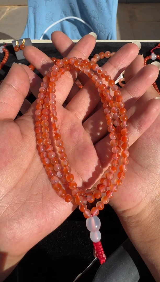 未镶嵌手串南红玛瑙婷*原矿无优化南红 干掌冰飘多圈手串