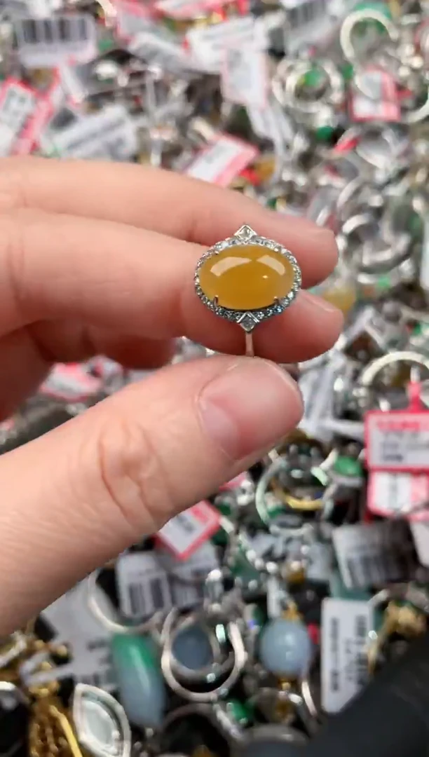 银S925镶嵌戒指翡翠666                1