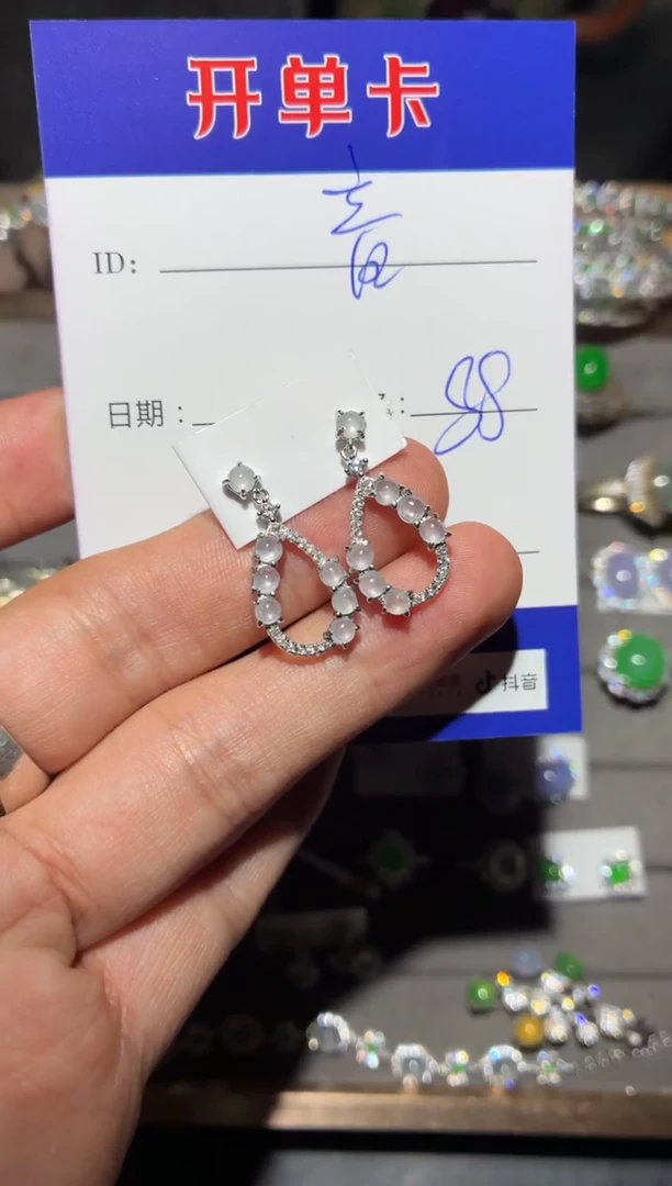 银S925镶嵌翡翠耳饰?*音阿音