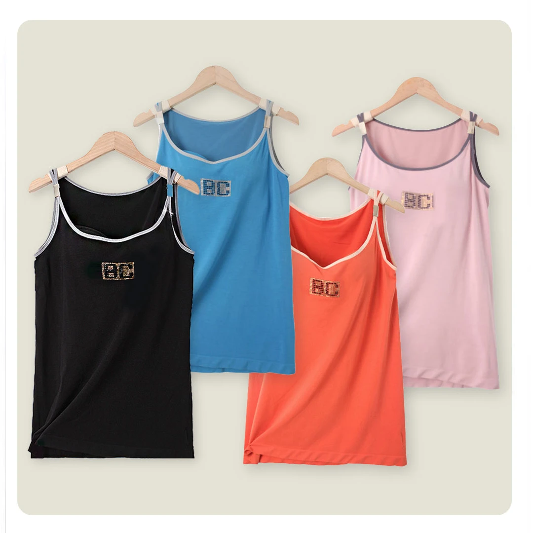 【2件装】含胸垫吊带背心女内搭免穿文胸一体式KK444舒适上衣宽松