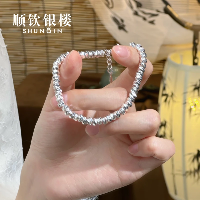 顺钦银楼 足银手链 【锦弦盘缠手链】足银990时尚简约百搭小众手链