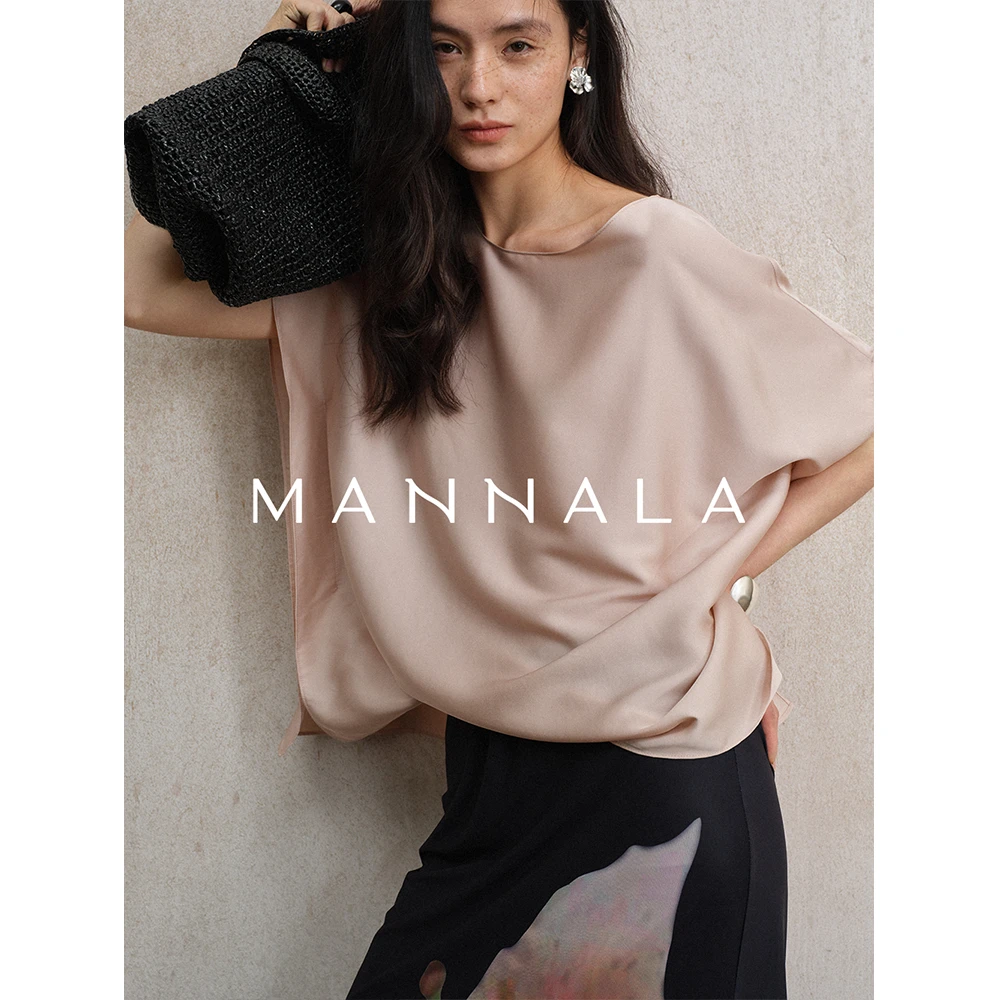 MANNALA丨“滑溜溜”静奢贵气桑蚕丝衬衫珠光感真丝上衣 Q2559