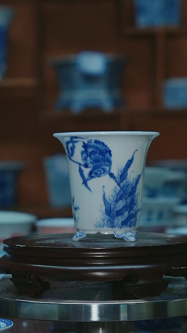 【闪购商品】白泥花盆手绘陶瓷内口7高9深