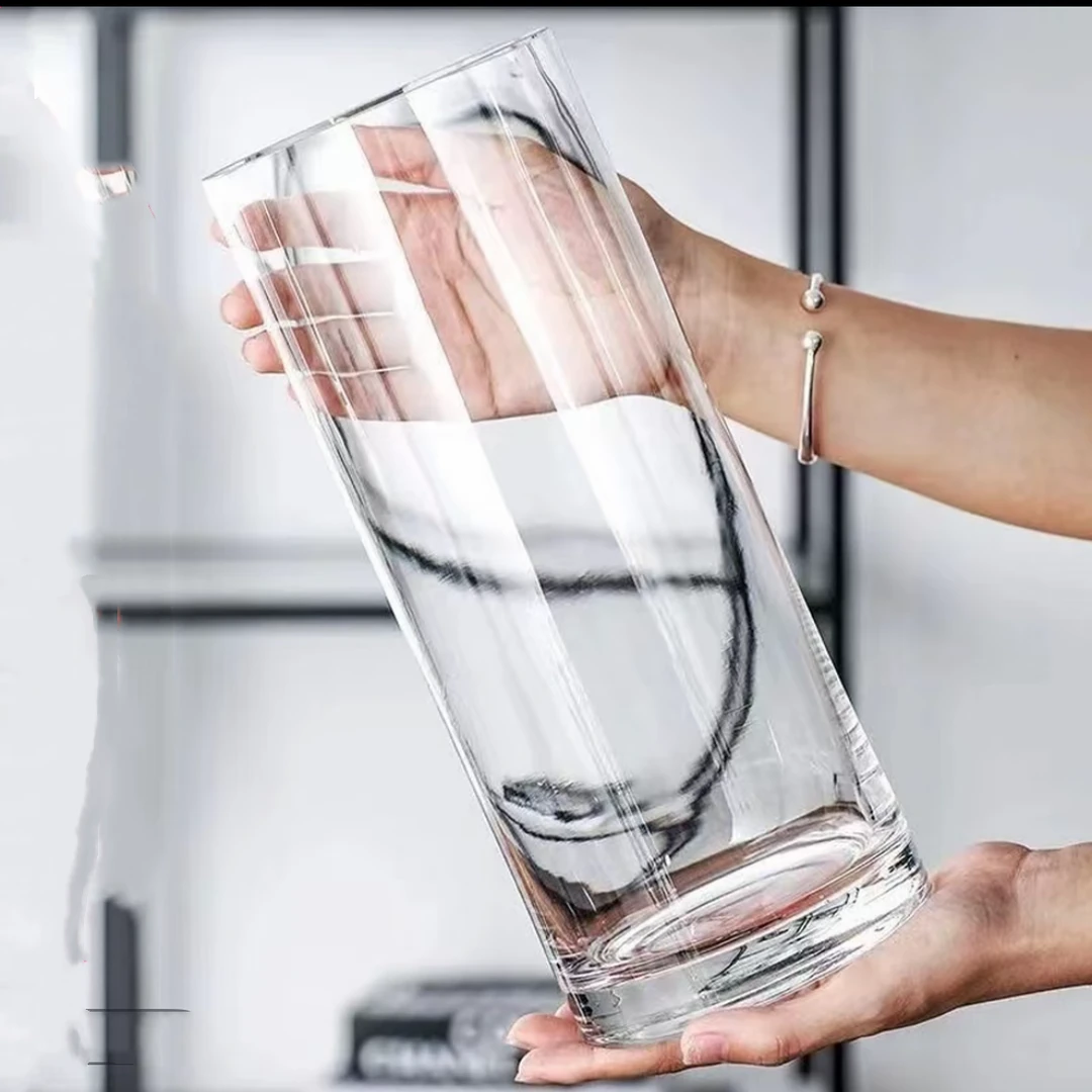 【粉丝福利】加厚水晶玻璃透明花瓶醒花桶龙柳富贵竹透明玻璃花瓶