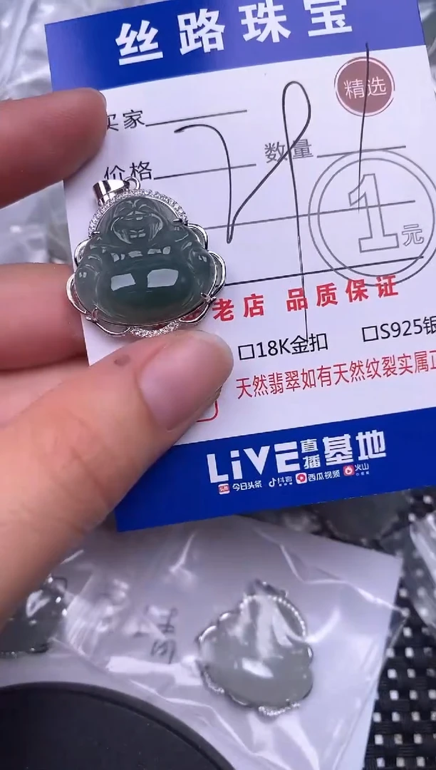 翡翠银S925镶嵌颈饰挂件